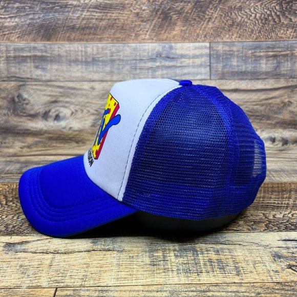 MTV Polka Dot Mens Trucker Hat Blue Snapback Retro 90s Logo Baseball Cap - Picture 4 of 8